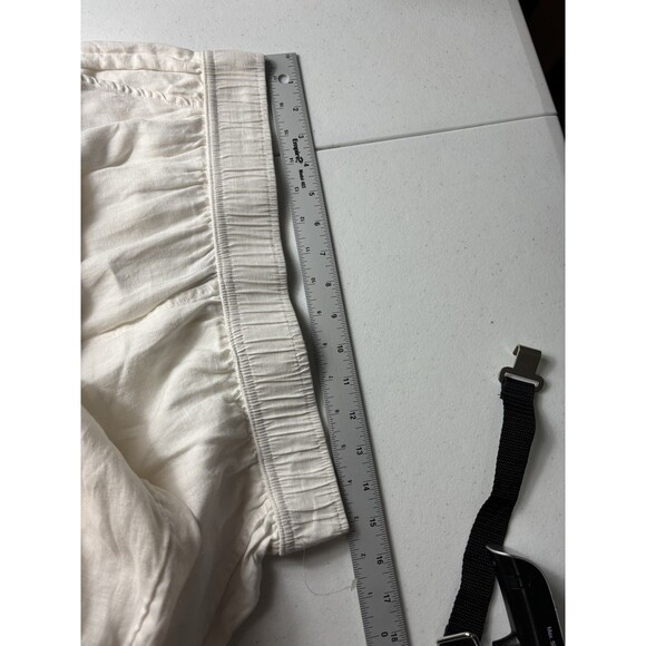Tahari White Linen Wide Leg Pants Elastic Waist Pockets Minimalist Sz L - Picture 8 of 13